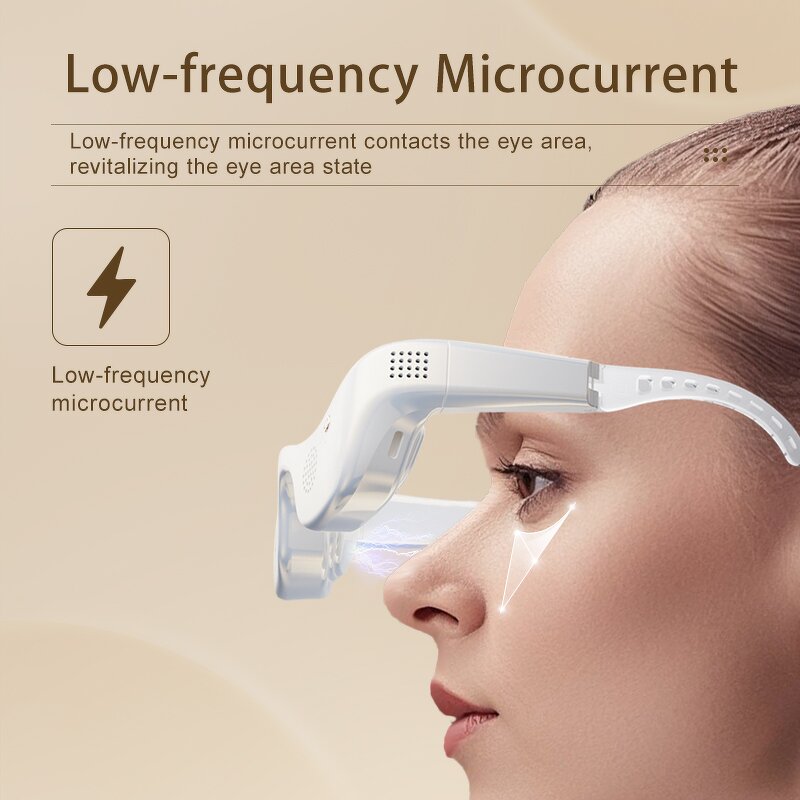 Eye Massager Glasses - 7 Color Light Therapy Hot Cold Compress Dark Circles