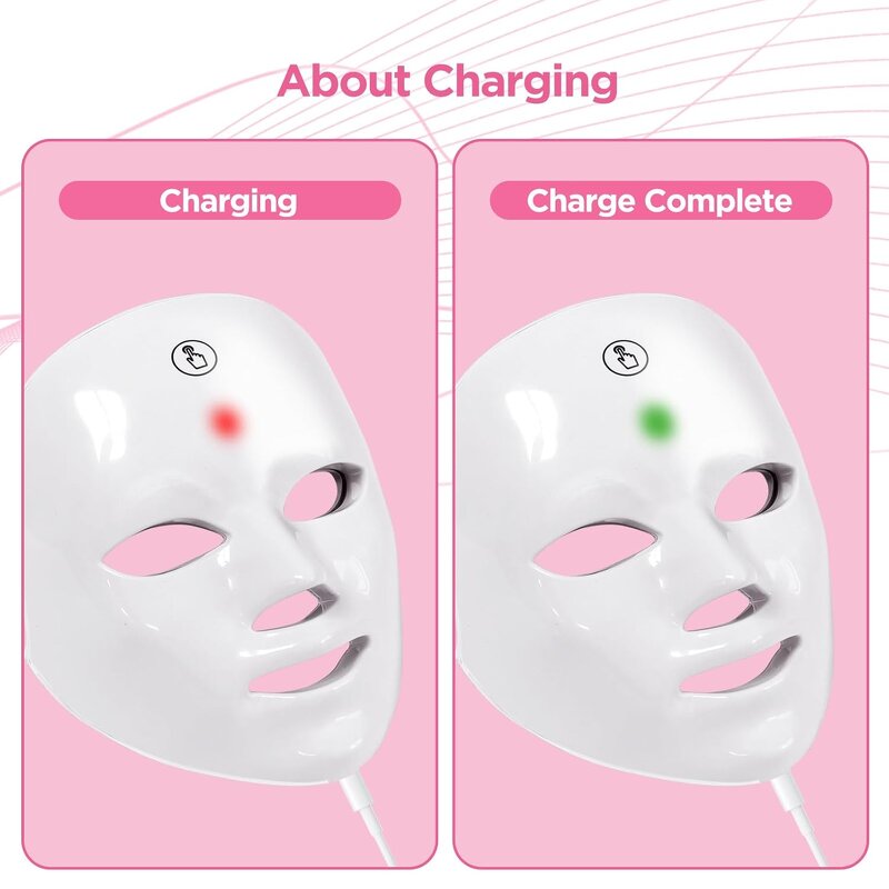 LED Light Therapy Mask - Blue Red Light Rechargeable Portable Travel Home Use