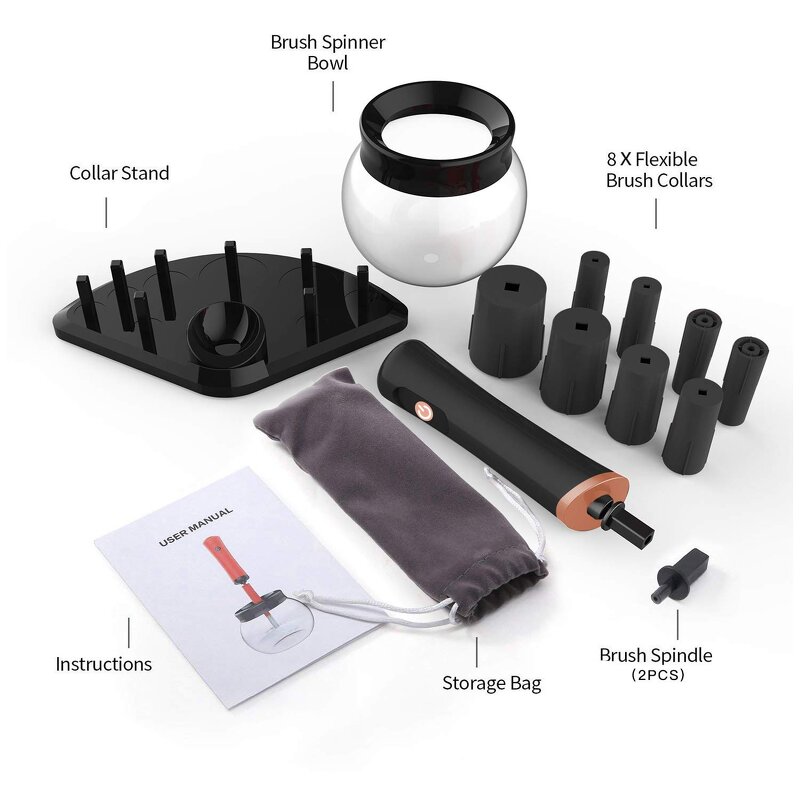 Battery Makeup Brush Cleaner - Auto Spinner Efficient Cleaning Dryer Tool Set