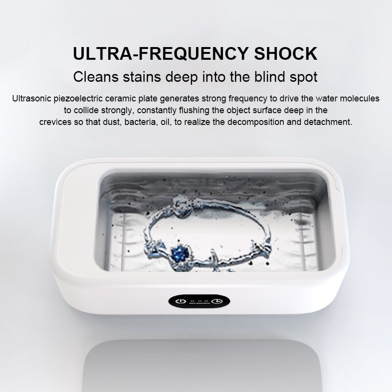 Ultrasonic Jewelry Cleaner - Home Use Makeup Brush Glasses Razor Dentures Tool