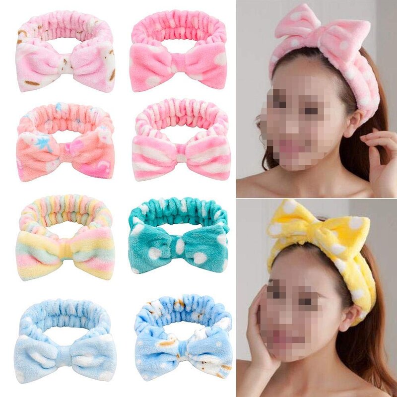 Coral Fleece Headband - Cross Top Elastic Women Girls Wash Face Hair Accessory