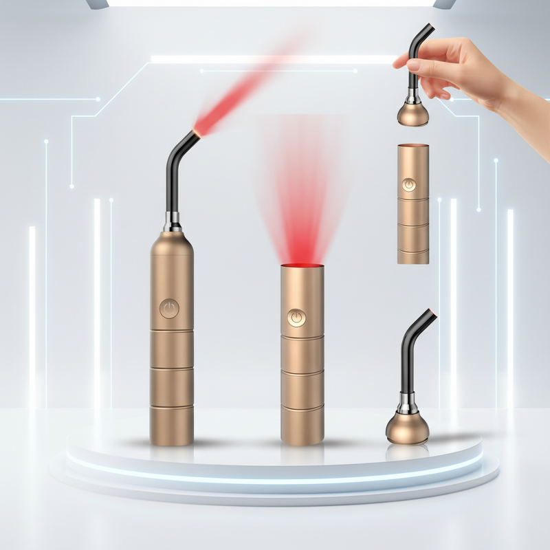 Red Light Beauty Wand - Rechargeable Replaceable Heads Nasal-Mouth Brightening
