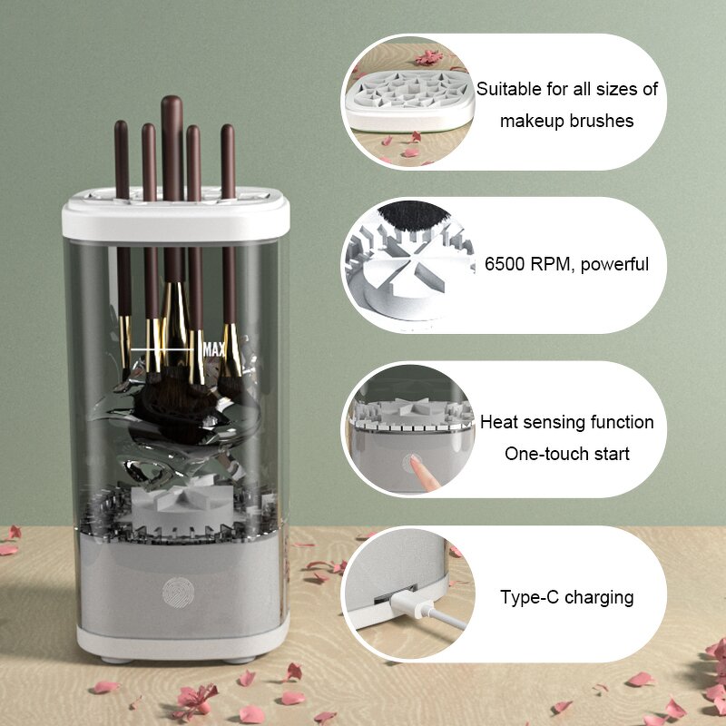 Electric Makeup Brush Cleaner - Portable Automatic All Brushes Sponge Cleaning