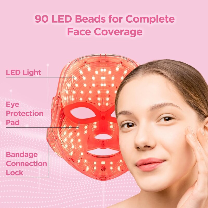 LED Face Mask - 7-1 Color Red Light Therapy Wrinkle Remover Facial Skincare
