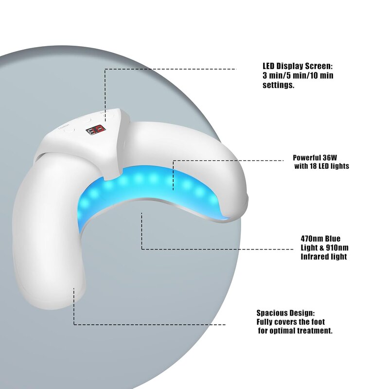 Nail Fungus Cleaning Device - Foldable LED Curing Lamp 3 Timers Nail Care Tool