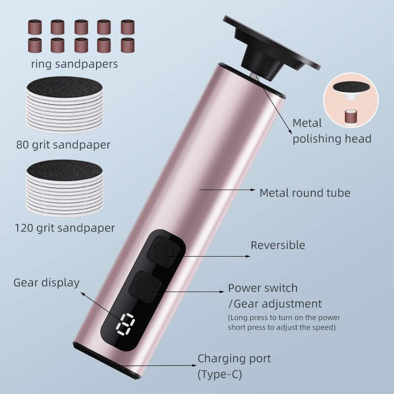 Electric Foot File Scraper - Rechargeable Callus Remover Nail Drill Household