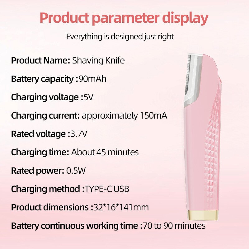 Women's Electric Razor - ABS Facial Body Shaving Eyebrow Knife Box Packaging