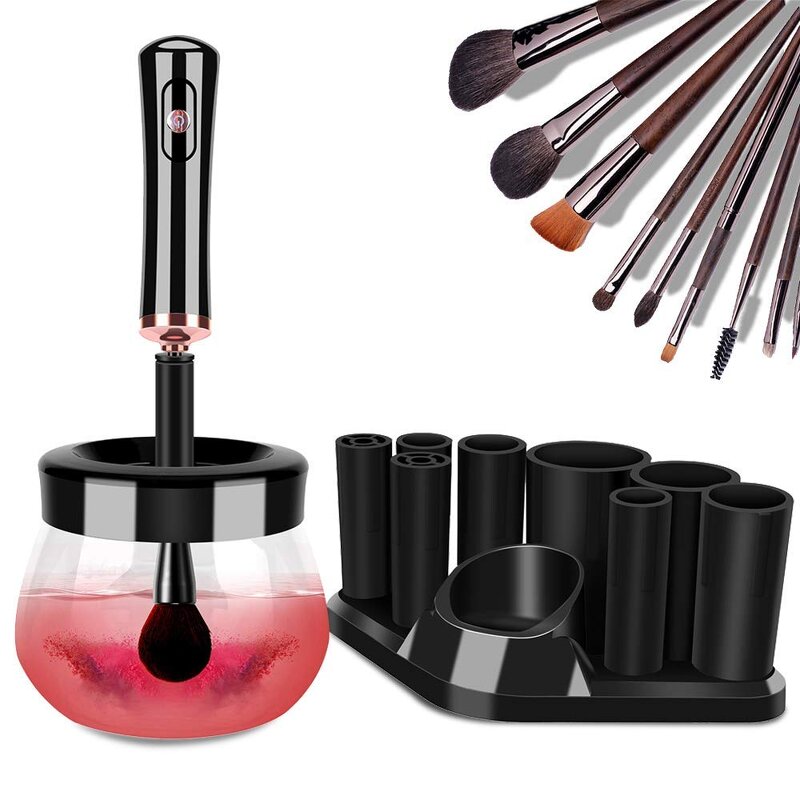 Battery Makeup Brush Cleaner - Auto Spinner Efficient Cleaning Dryer Tool Set