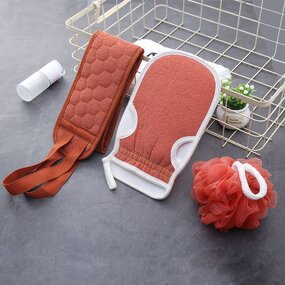 Exfoliating Gloves Manufacturer - Antibacterial Eco-Friendly 3Pcs/pack Shower Pull Back
