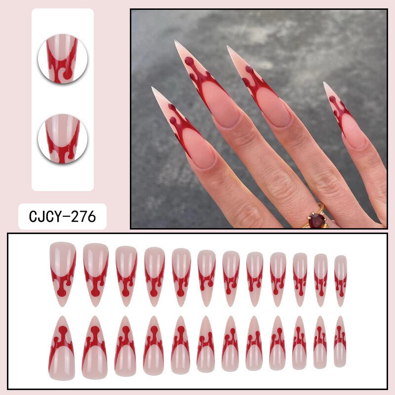 Press on Nails Manufacturer - Eco-Friendly ABS with Stiletto Butterfly Designs Long Tips