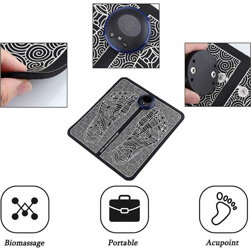 Foot Massager Pad Manufacturer - Electric USB Rechargeable EMS for Pain Relief 19 Gears