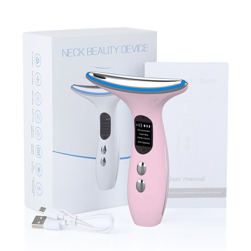 Face Neck Massager Device Manufacturer - Home Use Microcurrent Vibration LED Anti-aging