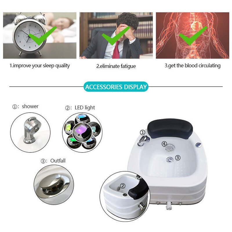 Foot Bath Pedicure Massager Manufacturer - Beauty Salon Led Therapy Spa Ceramic Basin