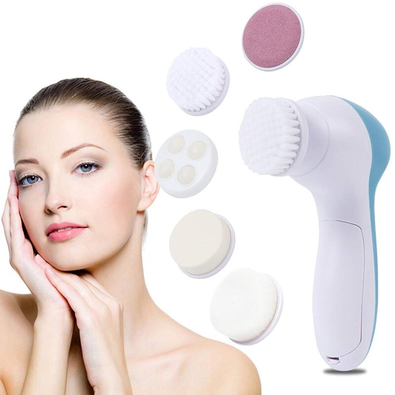 Face Scrubber Manufacturer - Battery-Powered Exfoliating with 5 Brush Heads for Massage