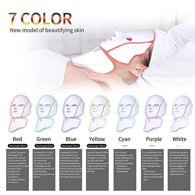 LED Face Mask Manufacturer - 7 Light Color Therapy for Whitening Firming Anti-aging