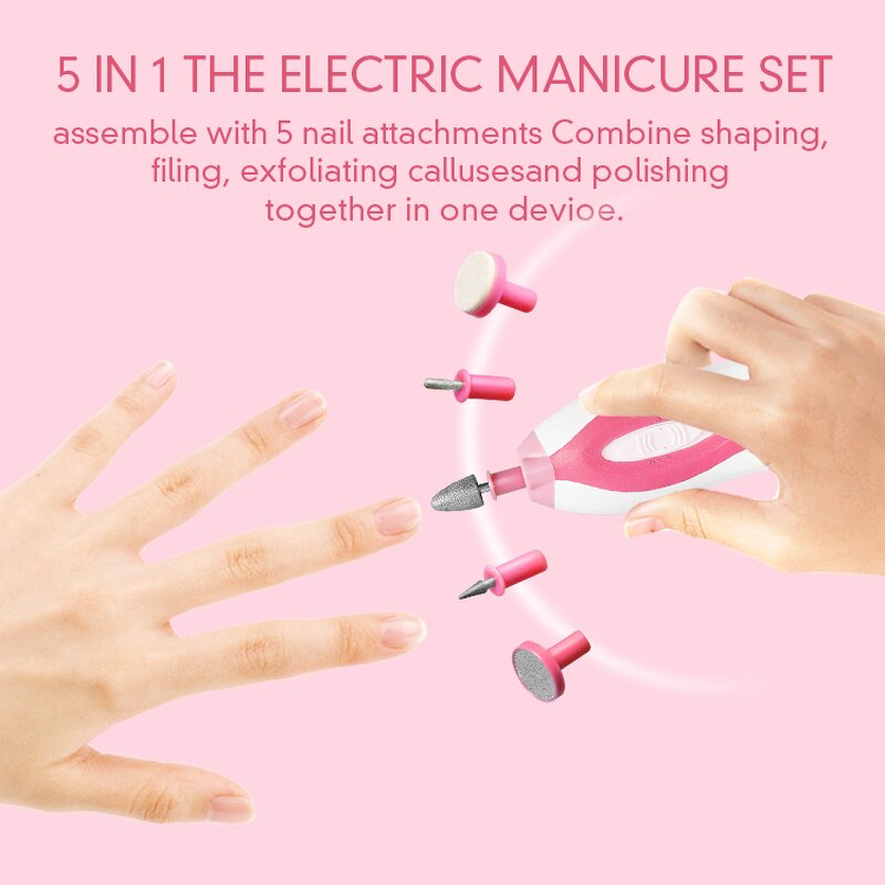 Portable Electric Pedicure Set - Cordless Rechargeable Travel Nail File Manicure Kit Tool