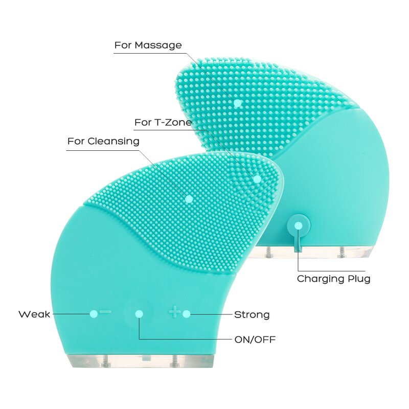 Silicone Facial Cleansing Brush - Professional Electric Deep Pore Massage Waterproof Scrubber