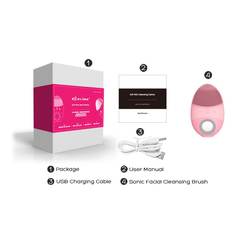 Sonic Silicone Cleansing Brush - Electric Face Cleanser Massager Waterproof Facial Tool