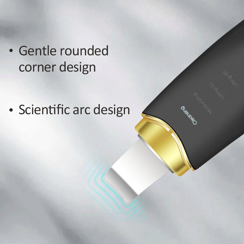 Ultrasonic Skin Scrubber - Black Handle EMS Skin Rejuvenation Wrinkle Remover Device