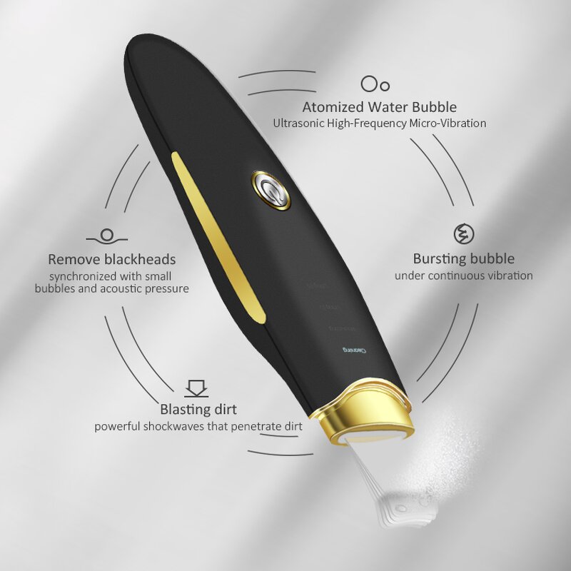 Ultrasonic Skin Scrubber - Black Handle EMS Skin Rejuvenation Wrinkle Remover Device