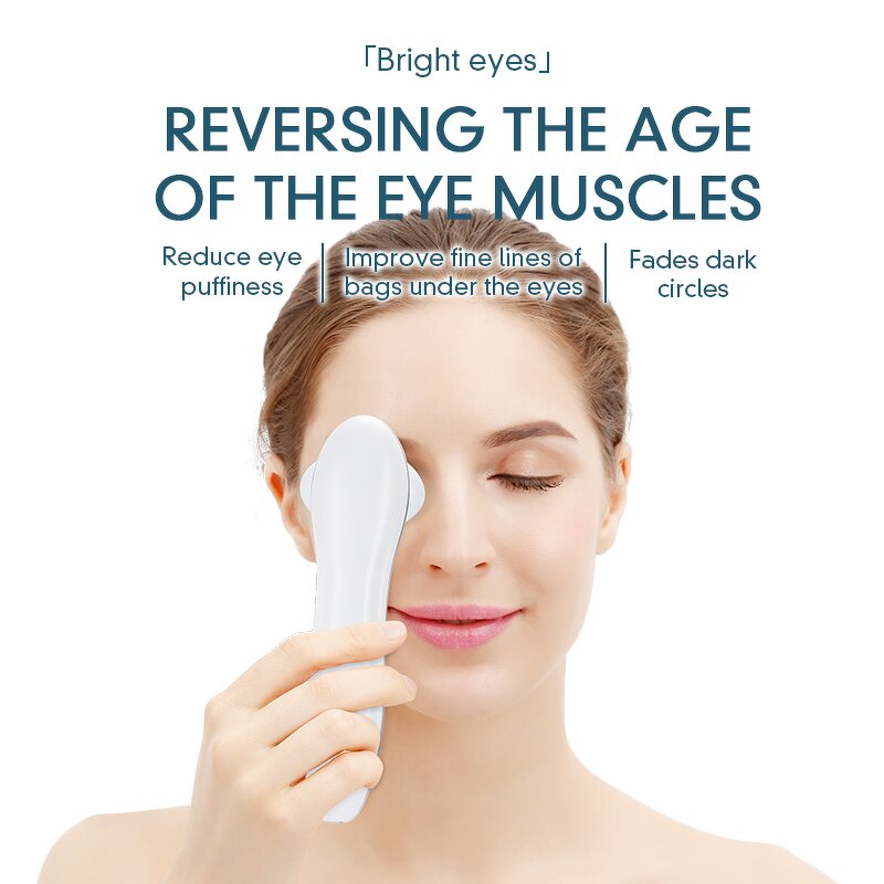 Electric Eye Massager Pen - Heat Cooling Migraines Dry Eyes Dark Circles Rechargeable Tool