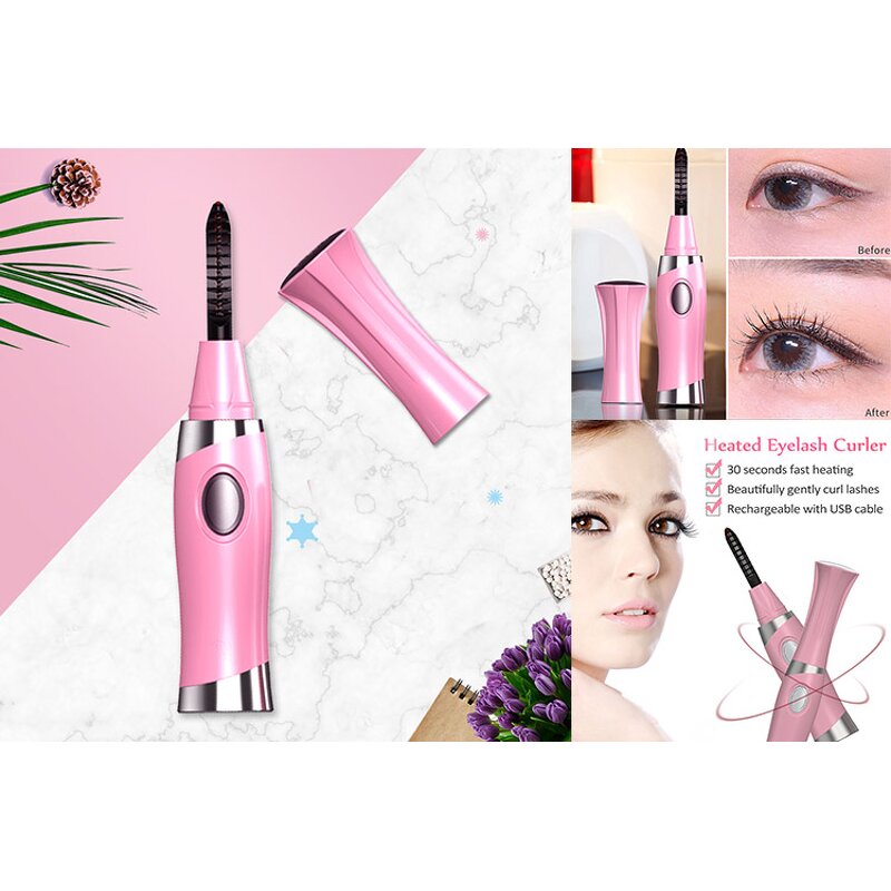 Pink Mini Eyelash Curler - 2 Heating Modes Long Lasting All Day Curls Lash Lift Kit Tool