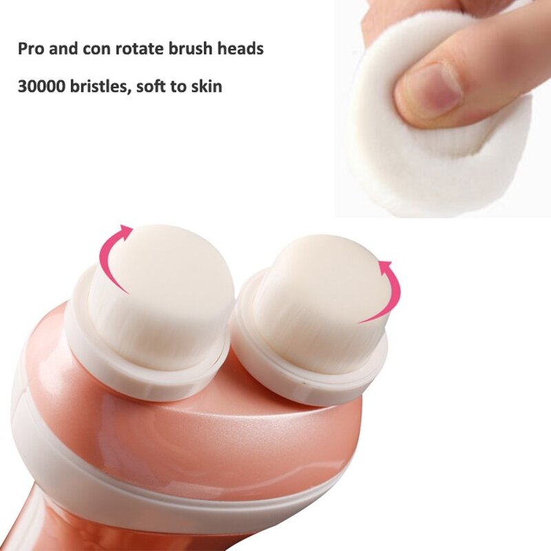 Sonic Facial Cleanser Brush - Portable Waterproof Silicone Skin Care Spa Massager Tool