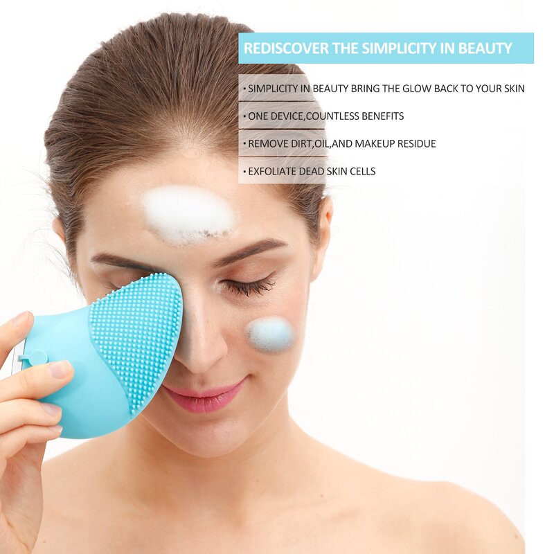 Silicone Facial Cleansing Brush - Professional Electric Deep Pore Massage Waterproof Scrubber