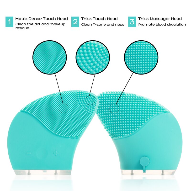 Silicone Facial Cleansing Brush - Professional Electric Deep Pore Massage Waterproof Scrubber
