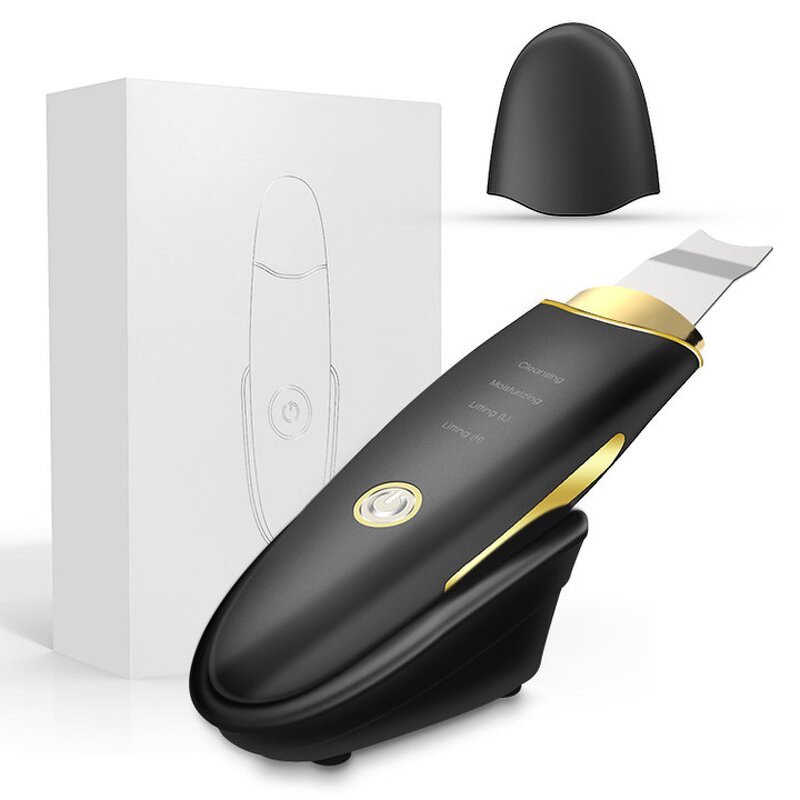 Ultrasonic Skin Scrubber - Black Handle EMS Skin Rejuvenation Wrinkle Remover Device