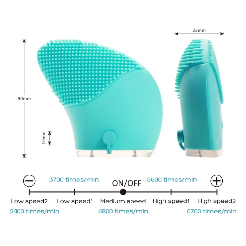 Silicone Facial Cleansing Brush - Professional Electric Deep Pore Massage Waterproof Scrubber
