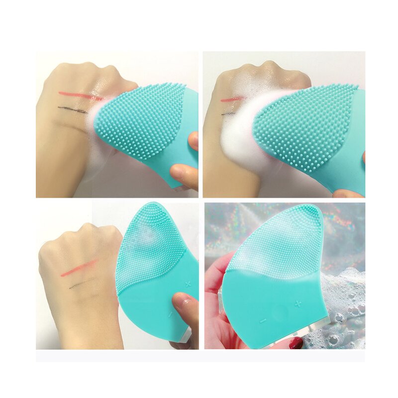 Silicone Facial Cleansing Brush - Professional Electric Deep Pore Massage Waterproof Scrubber