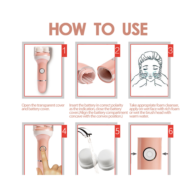 Sonic Facial Cleanser Brush - Portable Waterproof Silicone Skin Care Spa Massager Tool