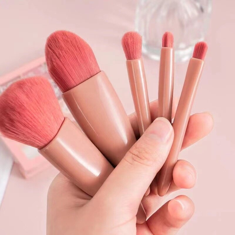 Makeup Brushes Set Manufacturer - Hot Sale 5 in 1 Plastic Handle Mini Folding