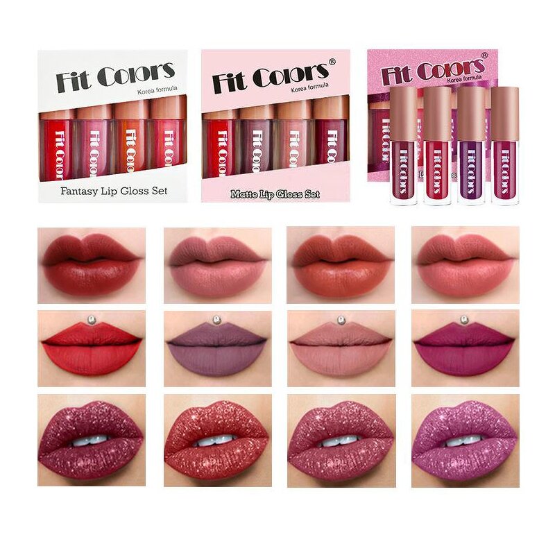 Lipstick Set Manufacturer - 4pcs Glitter Matte Liquid Waterproof Multi Colors Kit