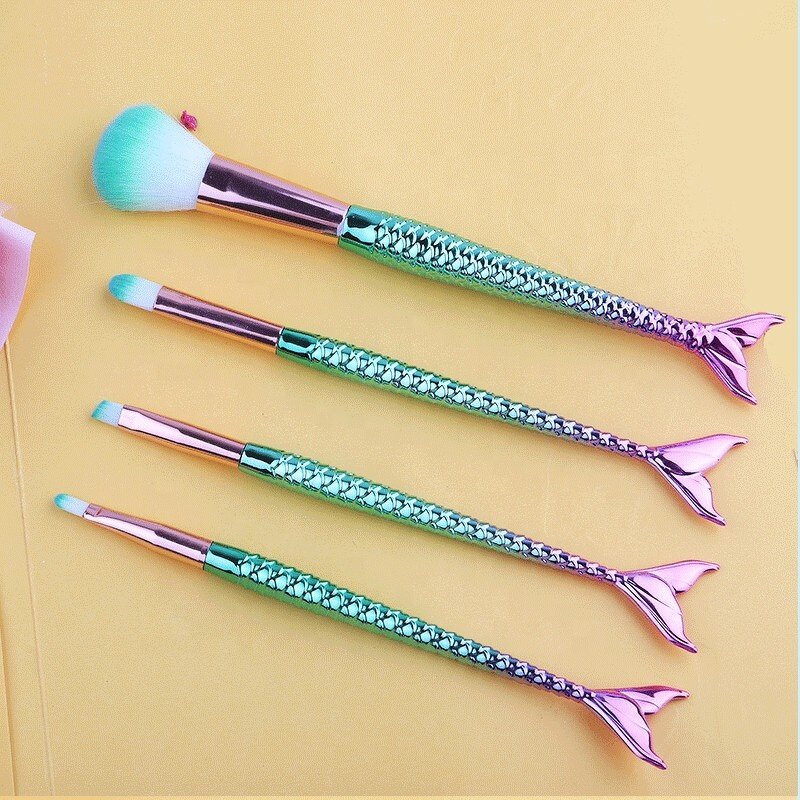 Makeup Brushes Set Manufacturer - New Gradient Mermaid Shaped 4PCS Vegan 40pcs