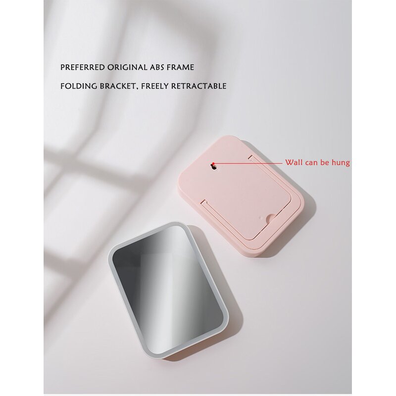 LED Vanity Cosmetic Mirror - Makeup Mirror Style Square Chrome USB Charging Storage Organize