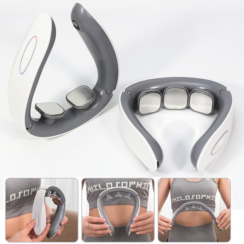 Smart EMS Neck Massager - Electric Pulse Back Shoulder Hot Compress Vibration Cervical Relief