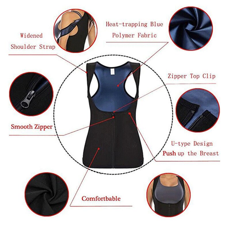 Neoprene Slimming Jacket - Polymer Waist Trainer Corset Sweat Vest Women Workout Tank Top