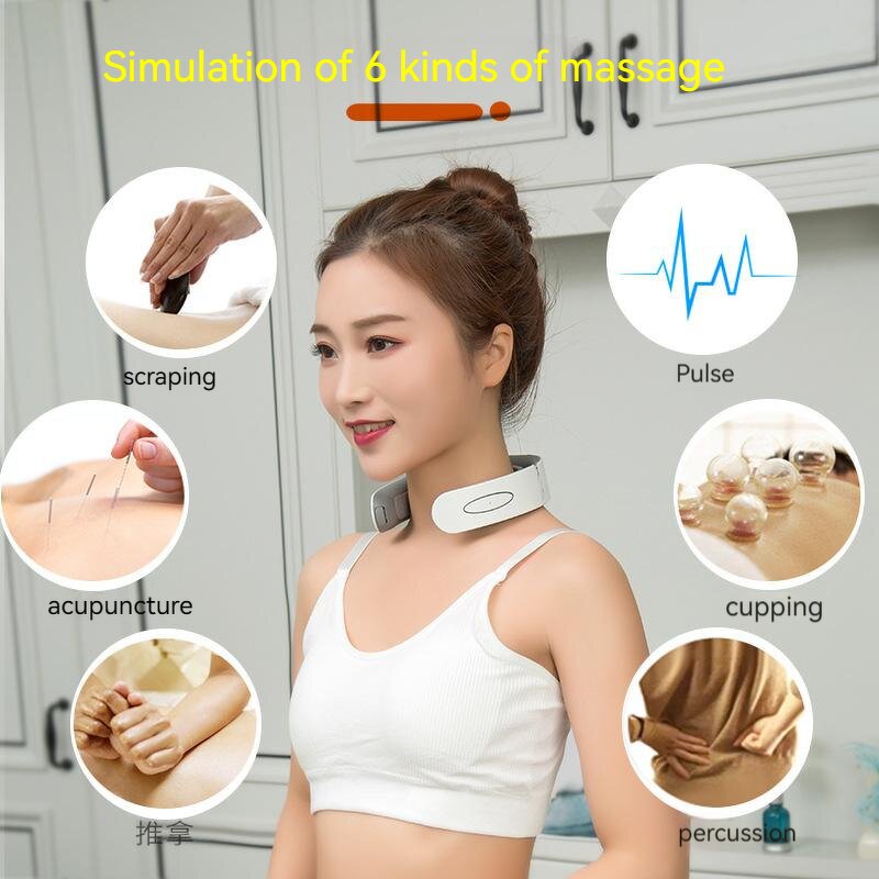 EMS Neck Massager - TENS Device Electronic Pulse Foldable Deep Kneading Cervical Shoulder Spa
