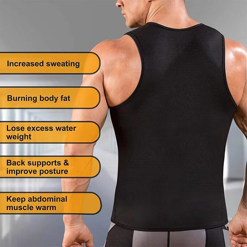 Neoprene Body Shaper - Custom Men Fitness Gym Sauna Sweat Vest Waist Trainer Shapewear