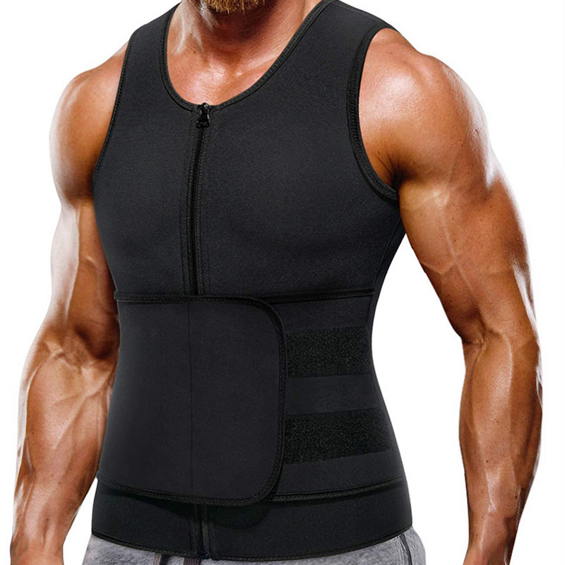Men's Neoprene Sweat Vest - Double Zipper Adjustable Workout Fitness Bodybuilding Shaper