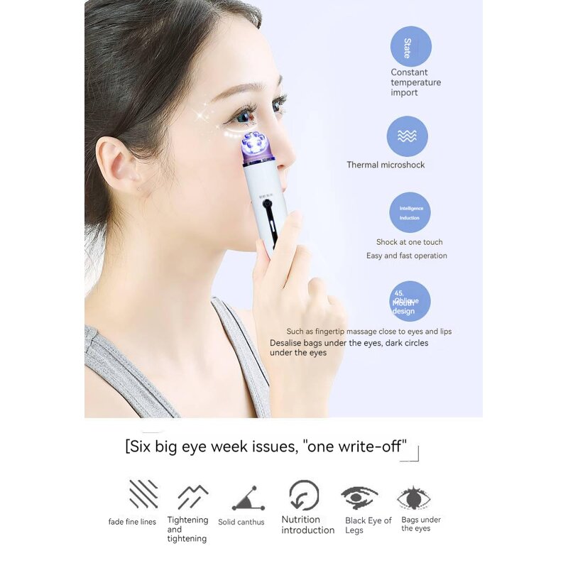 RF EMS Beauty Wand - V Face Color Light USB Eye Facial Massager Acne Heat Vibration Tool