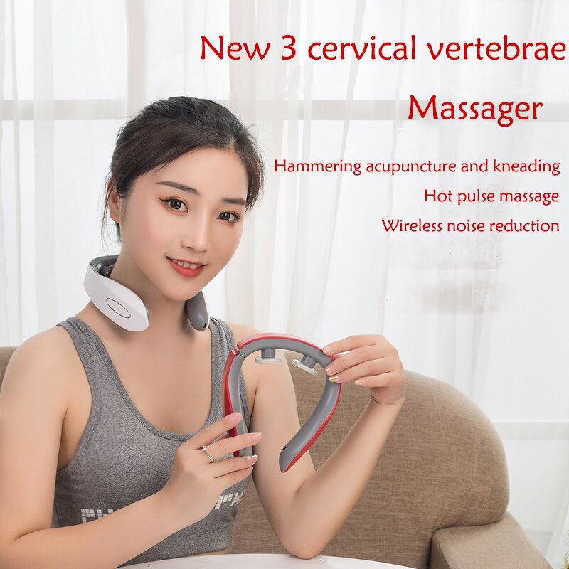 Smart EMS Neck Massager - Electric Pulse Back Shoulder Hot Compress Vibration Cervical Relief