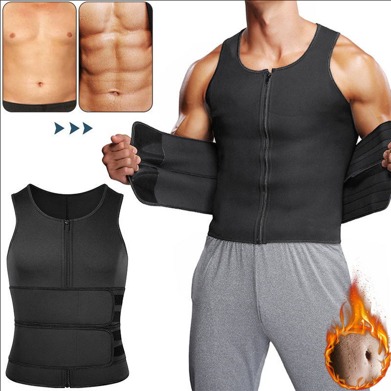 Men's Neoprene Sweat Vest - Double Zipper Adjustable Workout Fitness Bodybuilding Shaper