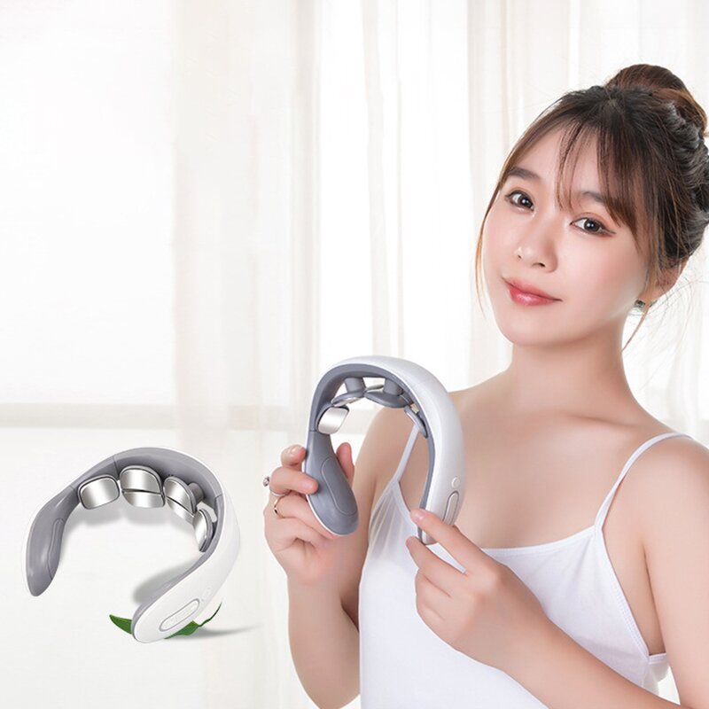 TENS Shiatsu Neck Massager - Electric Back Shoulder Warmer Deep Kneading Neck Pain Relief