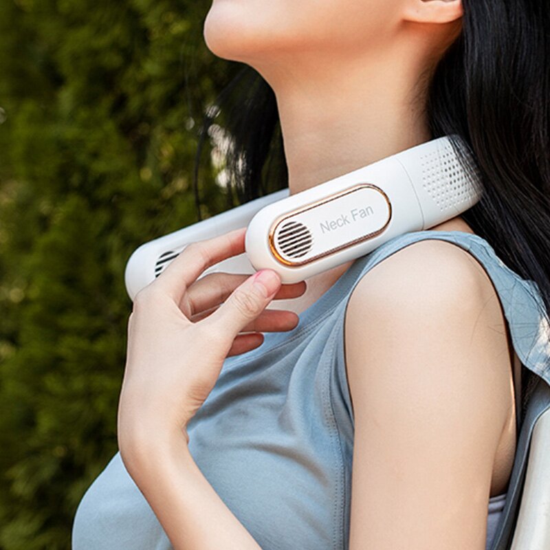 Bladeless Neck Fan - Hanging Foldable USB Rechargeable LED Display Silent Mini Fan