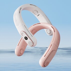 Bladeless Neck Fan - Hanging Foldable USB Rechargeable LED Display Silent Mini Fan