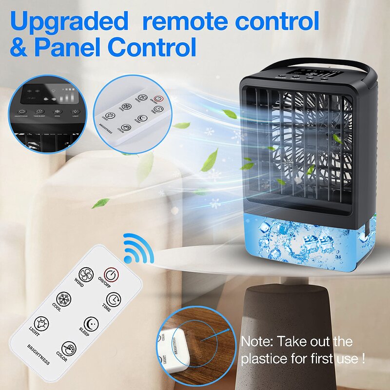 Water Ice Air Cooler - Smart Home Office 500ML 4000mAh USB Portable Mini Fan