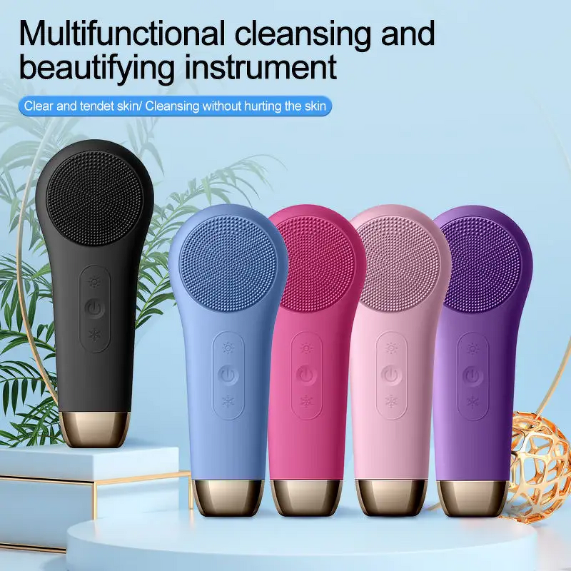 Silicone Facial Scrubber - Cordless Hot and Cold Home Use Electric Face Cleaning Brush